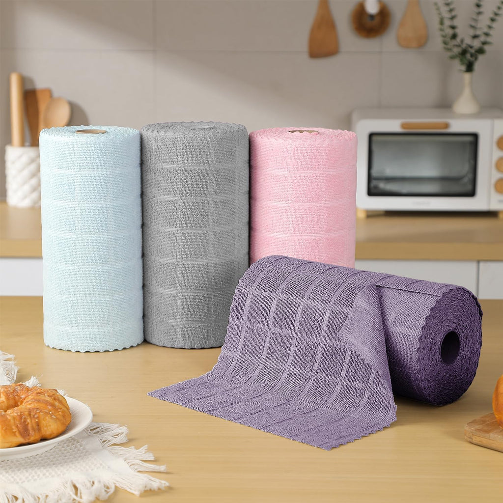 80 Pack Microfiber Cleaning Cloth Roll,Lint Free Rags Paper Towels & Tear Away Reusable Towels,Washable Shop