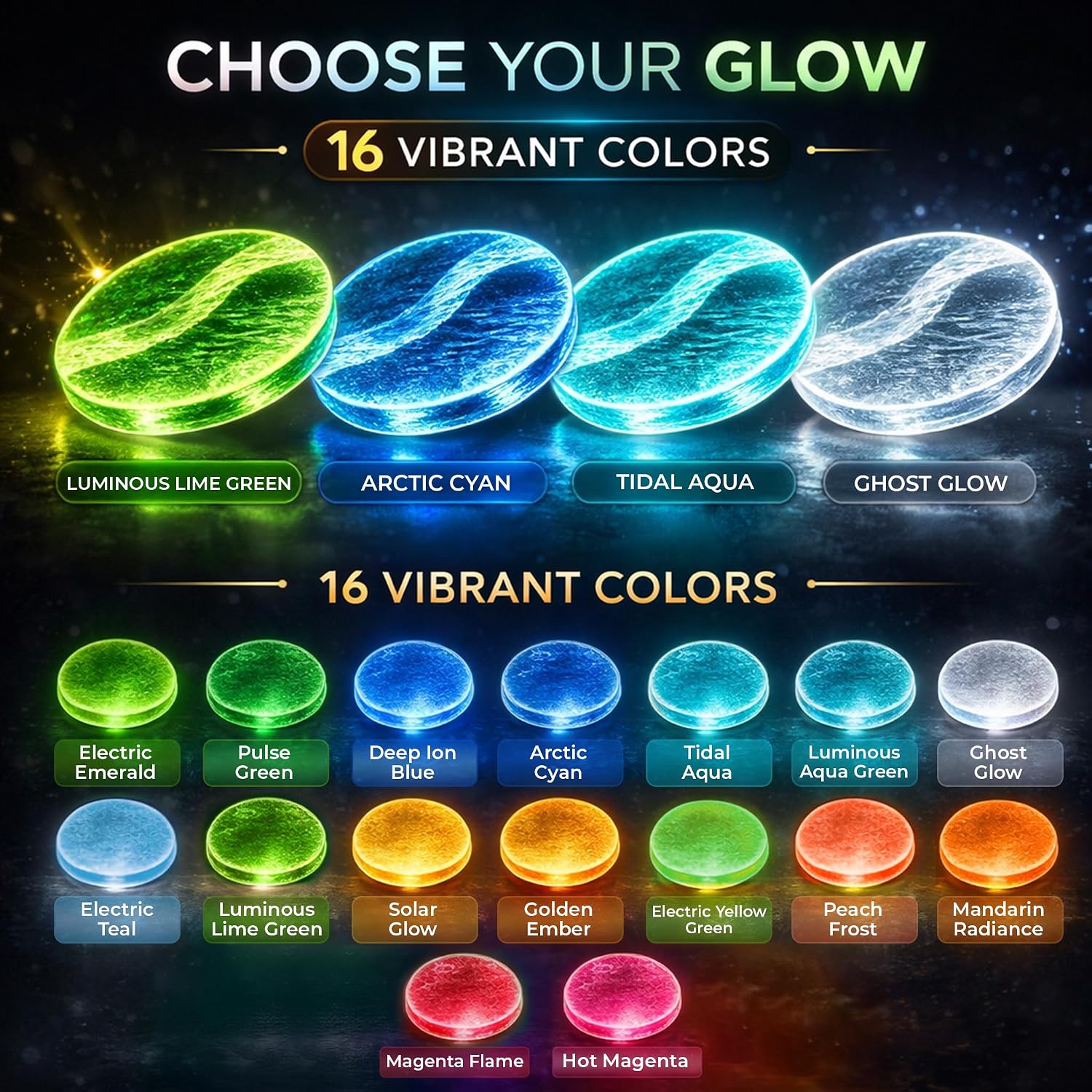 Glow in the Dark Pigment Paste for Epoxy Resin, 16 Colors, Ultra-Concentrated Resin Pigment Set, Long-Lasting Glow