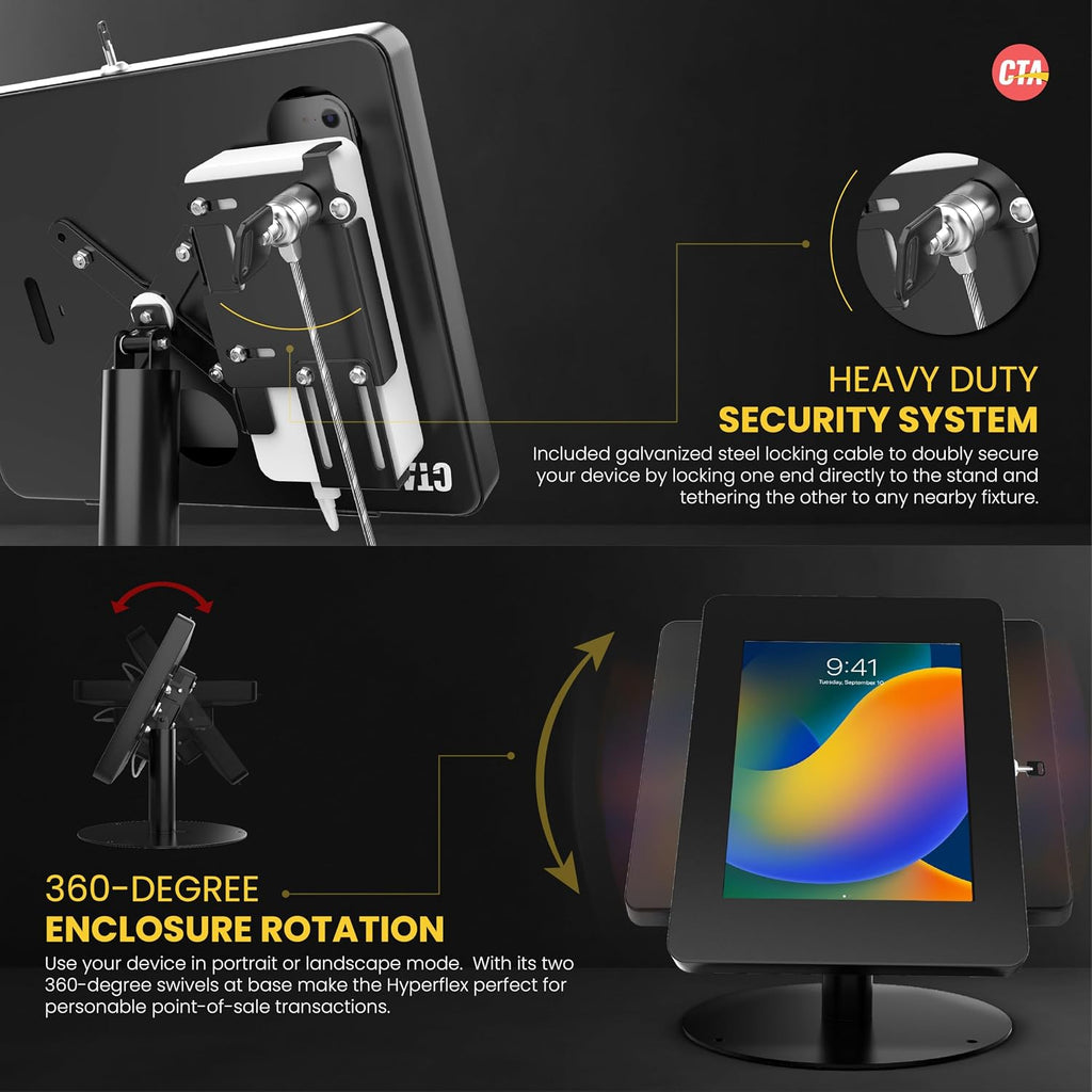 Premium iPad Retail POS Stand – CTA Upscale Tablet Kiosk Stand with 360 Degree Rotation & Locking for Retail