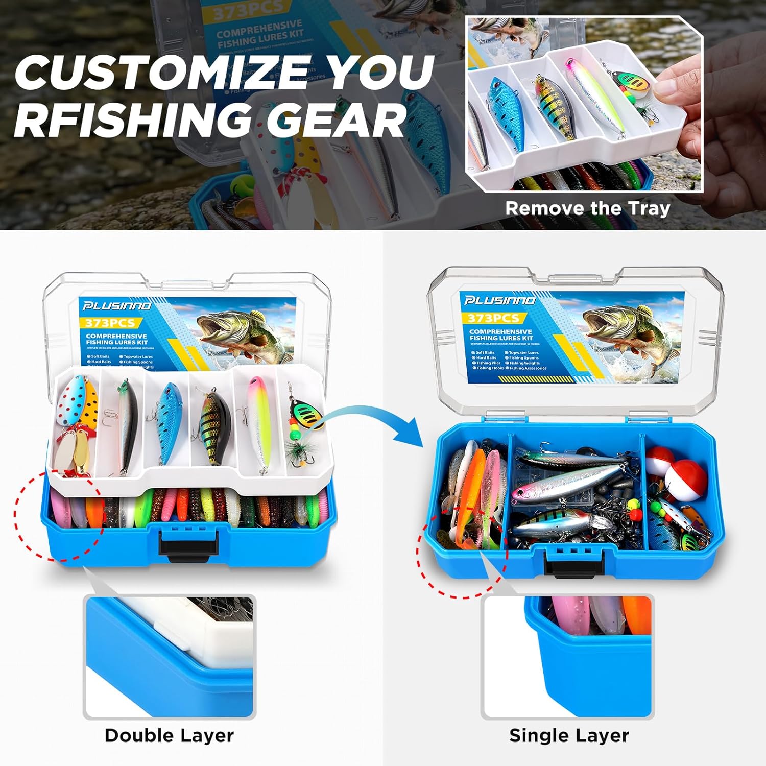 Fishing Gear - Telescopic Fishing Rod and Reel Combo with Tackle Box, Collapsible Rod and Lures Box, Travel Fish Pole