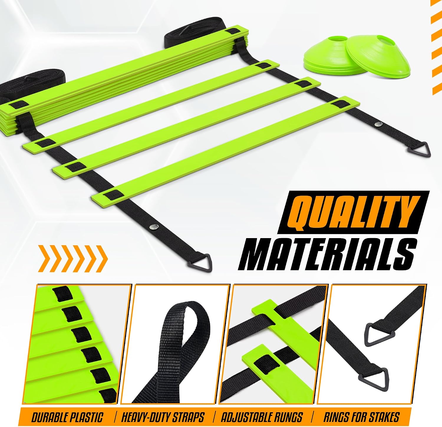 Agility Ladder Speed Training Equipment, Adjustable Football Ladder for All Ages with Carry Bag, Durable, Portable