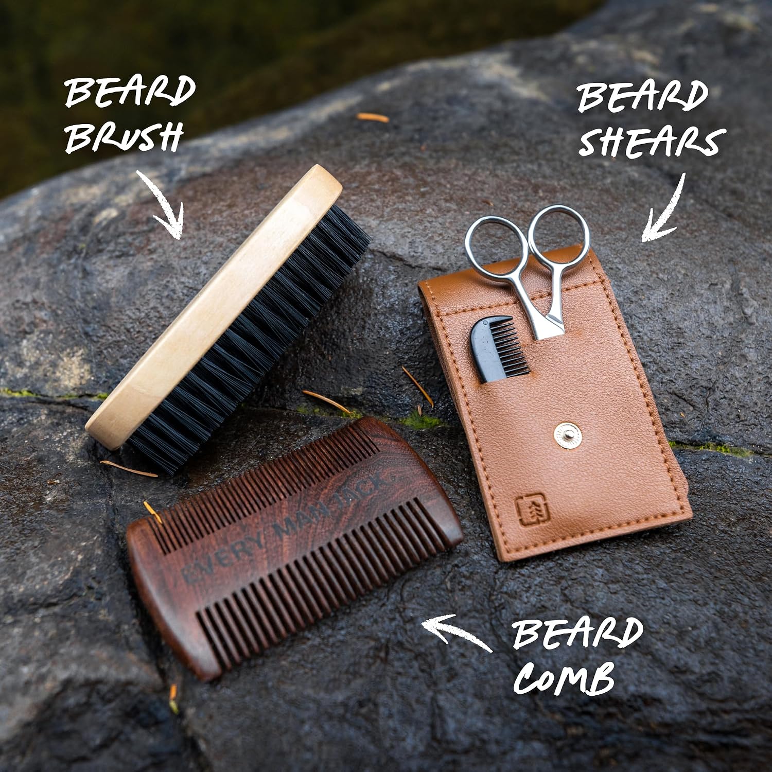 Beard Care Gift Set for Men – Complete Grooming Kit with Beard Oil, Balm, Brush, Dual-Sided Comb, Trimming Scissors &