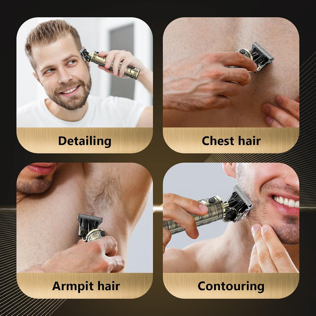 Hair Clippers for Men, Professional Hair Trimmer Zero Gapped T-Blade Trimmer Cordless Rechargeable Edgers Clippers