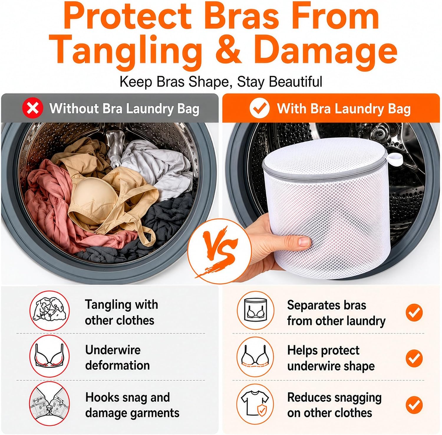 Bra Washing Bag for Laundry, Lingerie Bag for Washing Delicates, 7" | Bra Laundry bag for Washing Machine