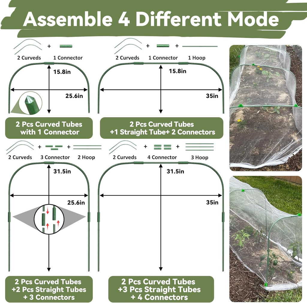 Garden Mesh Netting Kit for Raised Beds, 8 * 26FT Ultra Fine Plant Netting Covers with 6 Pcs Wide Garden Hoops & 12