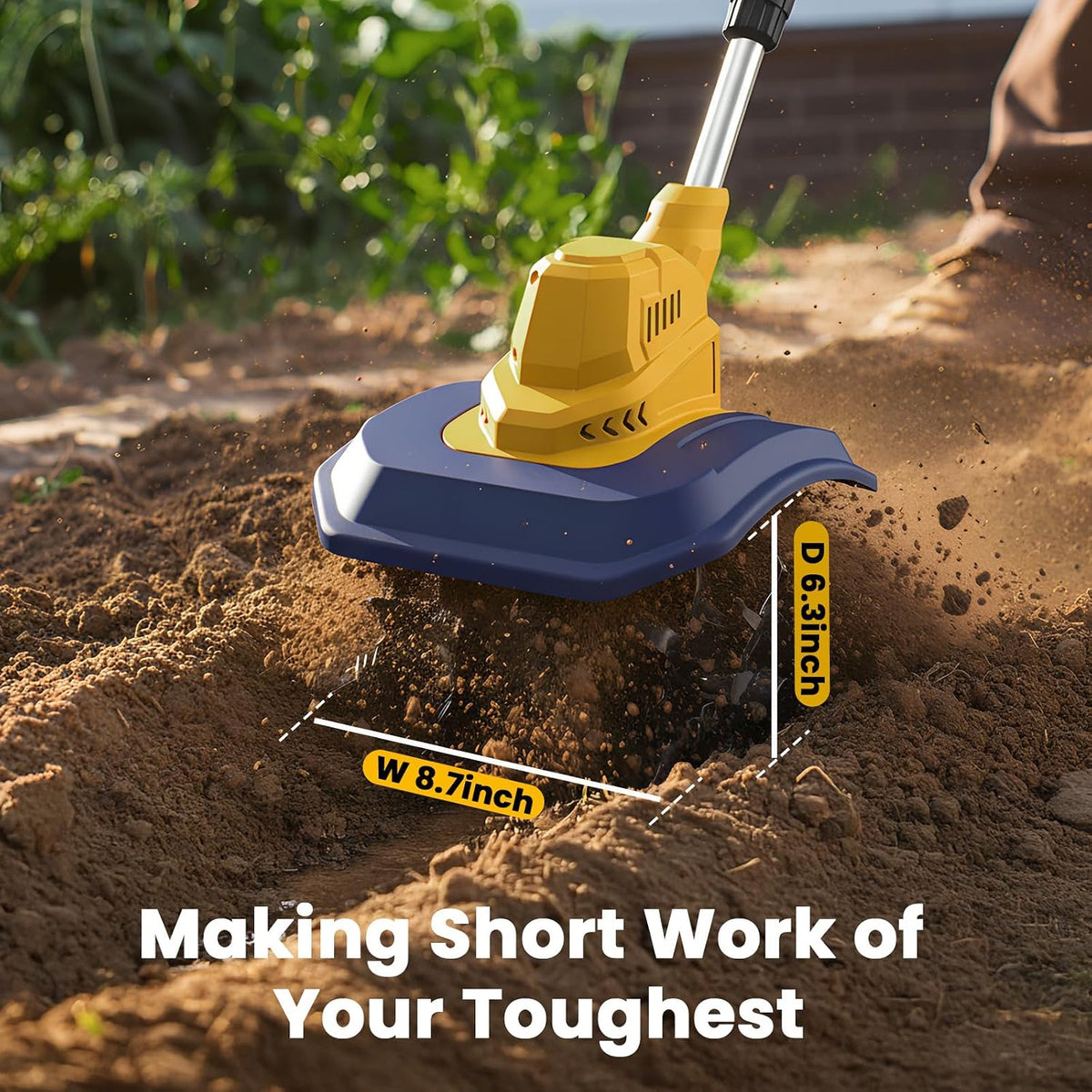 Cordless Garden Tiller Cultivator Compatible with Dewalt 20V/60V Battery | 250RPM Electric Rototiller with Brushless