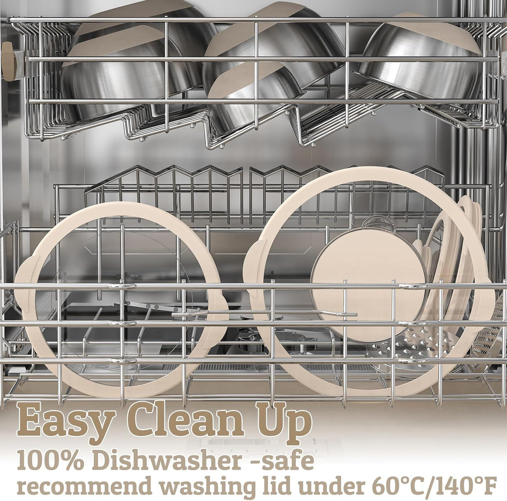 Mixing Bowles Set with Lids Set - Warp-Proof TPR-AS Lids, Stainless Steel Mixing Bowl with 3 Graters & Measuring