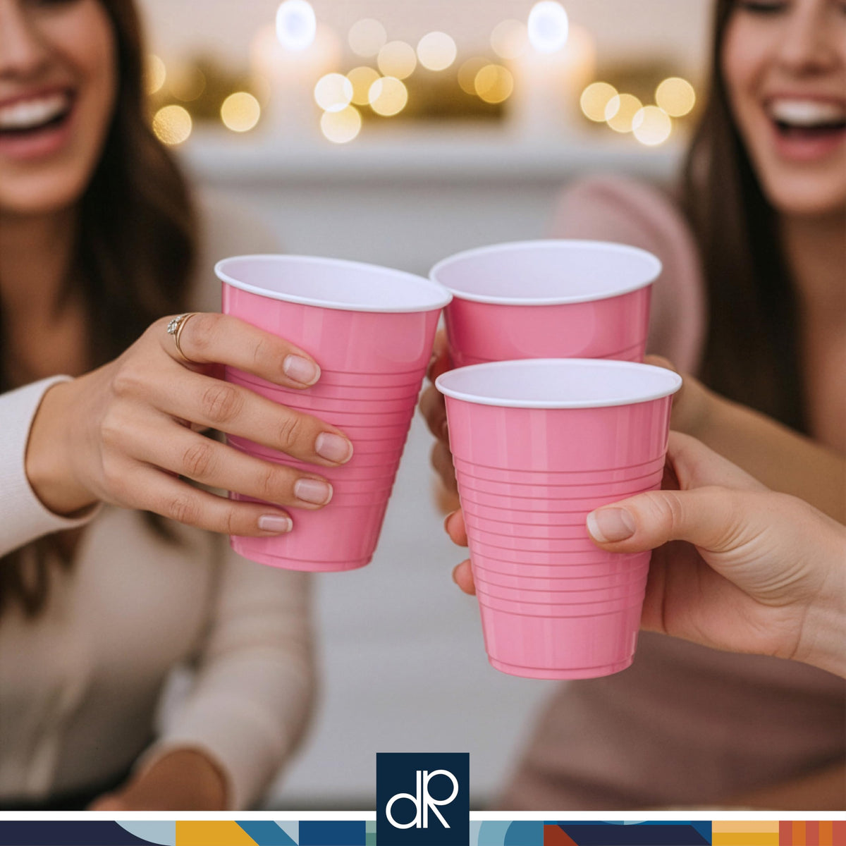 Light Pink Plastic Cups, 12 oz Disposable Cups, Reusable Party Supplies (40 Count)