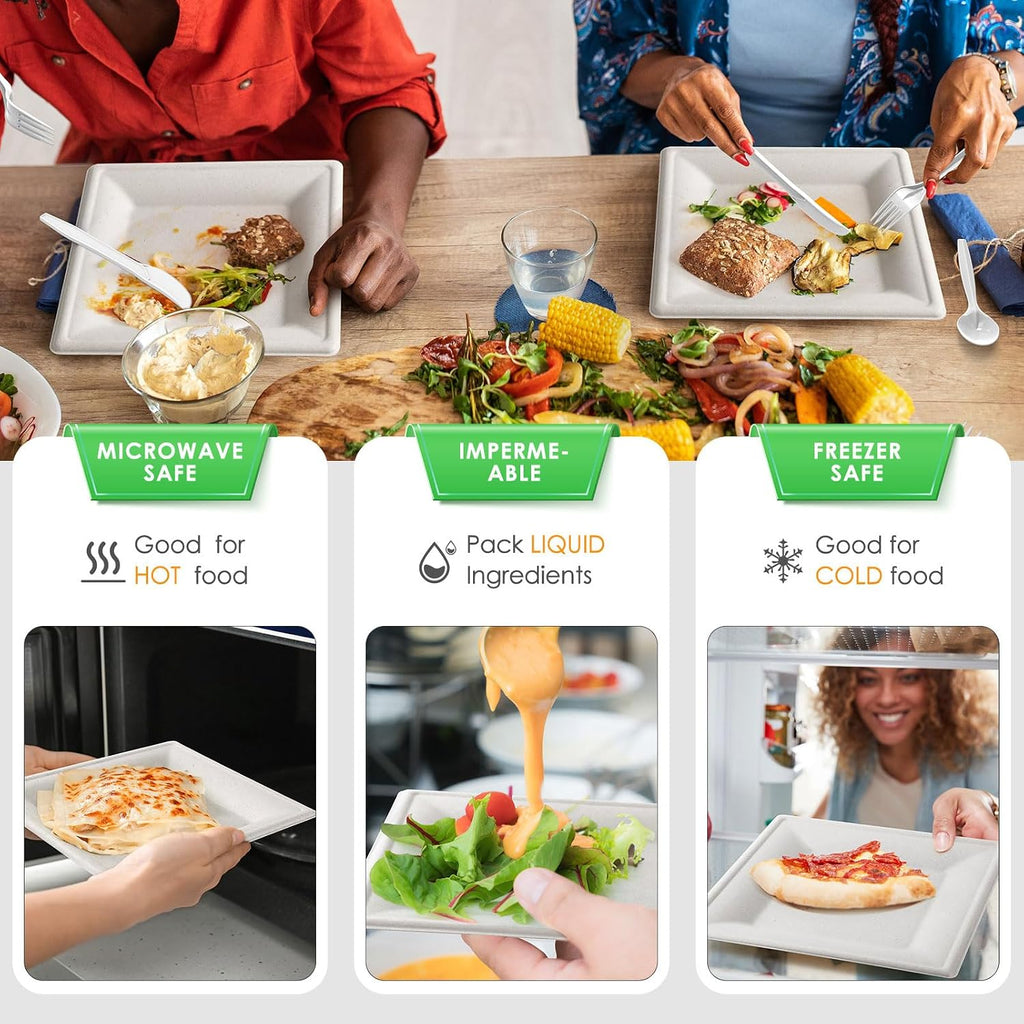 Compostable Paper Plates Set 300pcs Disposable Plates 10 Inch