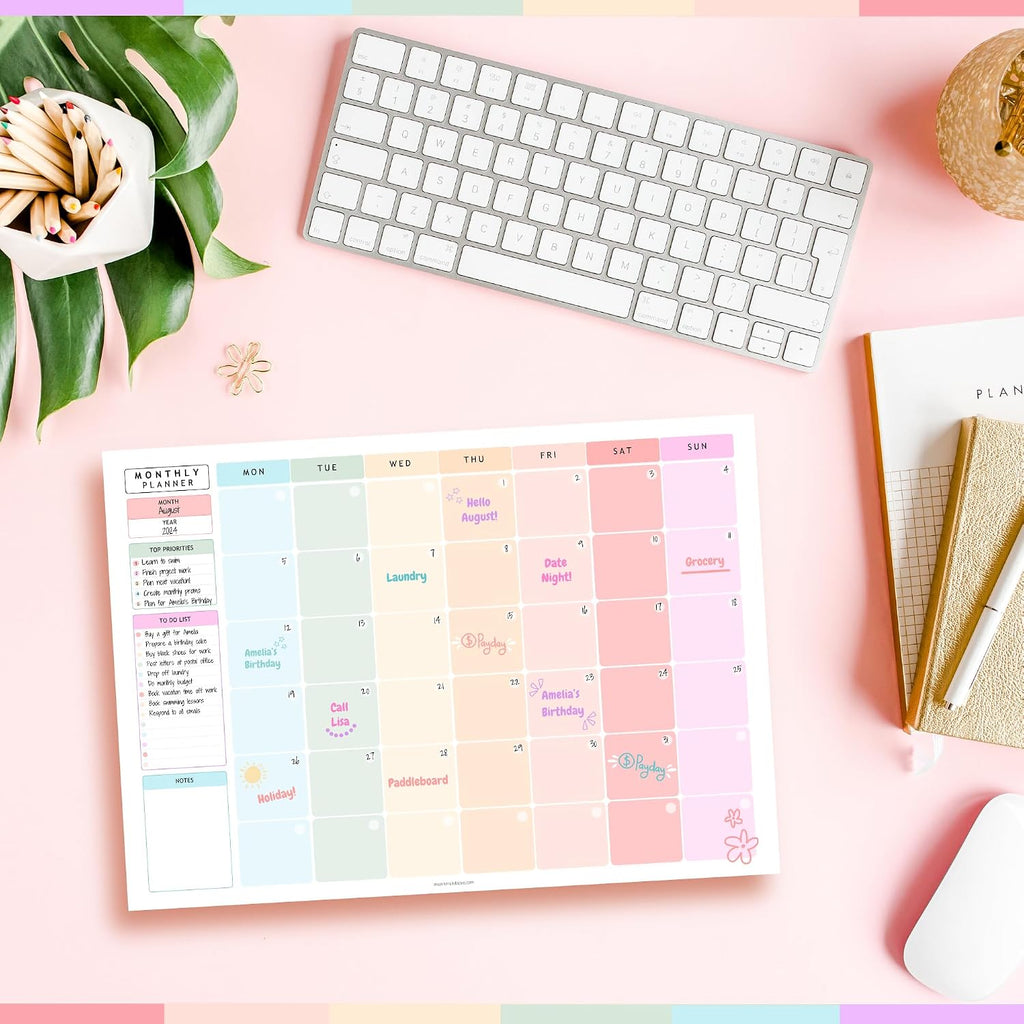 Monthly To Do List Notepad | Monthly Planner Desk Pad, Brain Dump, Organizer and Priority List | 50 Undated Tear Away