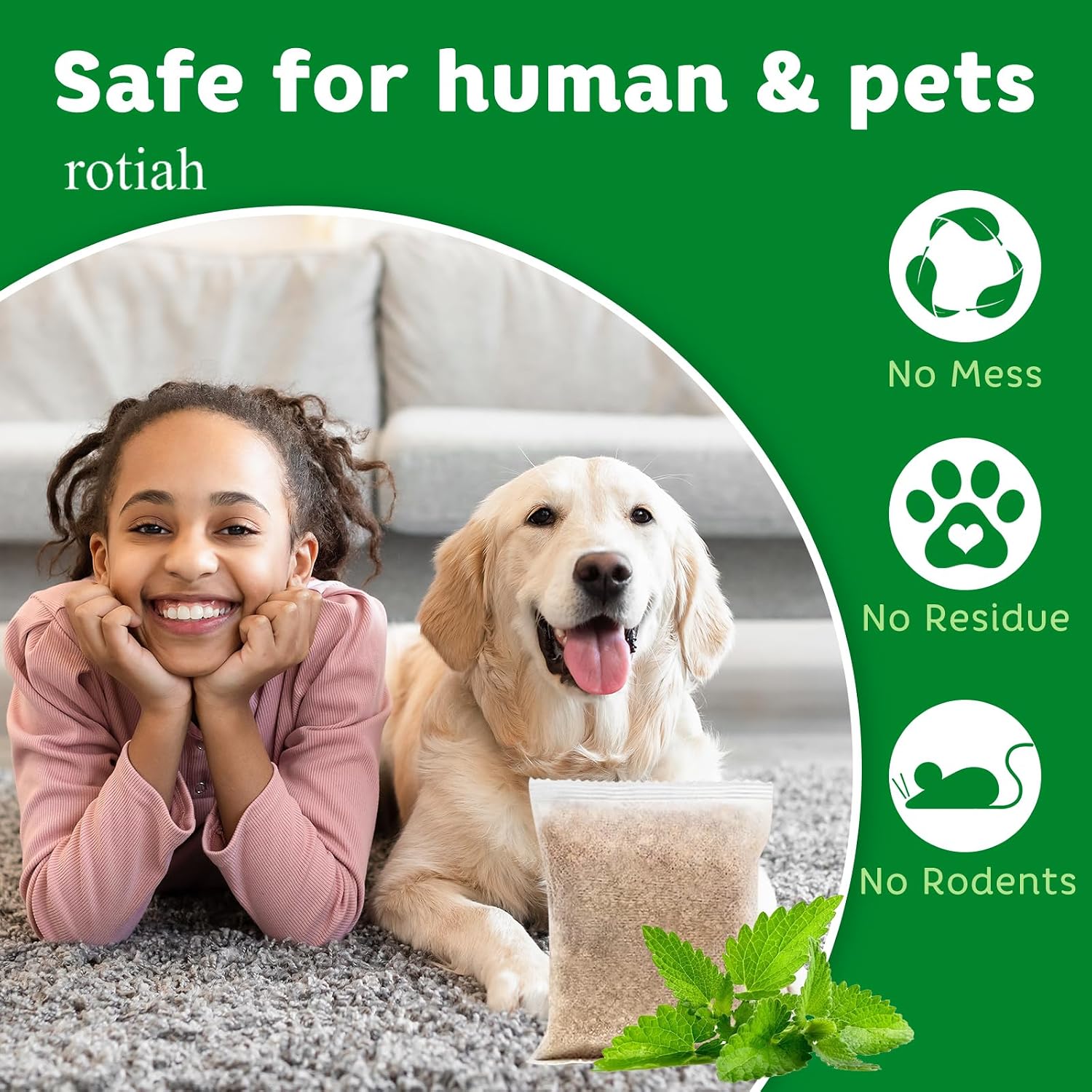 Pest Rodent Repellent Pouches, Peppermint Oil for Mouse, Roach, Ant, Spider, Squirrel, Mice, Rats, Pest Control
