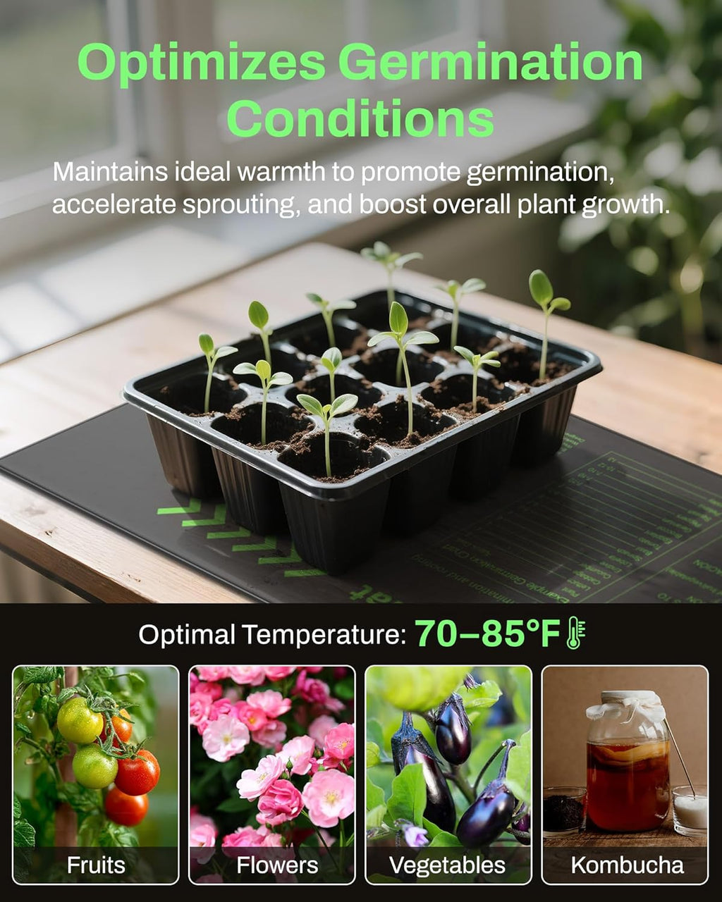 10" x 20.75" Seedling Heat Mats for Seed Starting Plant Germination | 4 Pack Durable Waterproof Plant Heating Pad