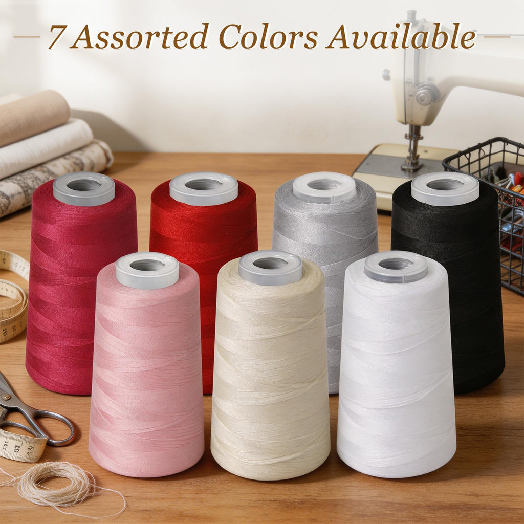 6Packs Sewing Thread, 2200 Yard Spool Serger Thread, All Purpose Polyester Thread Serger Thread Cones(Grey)