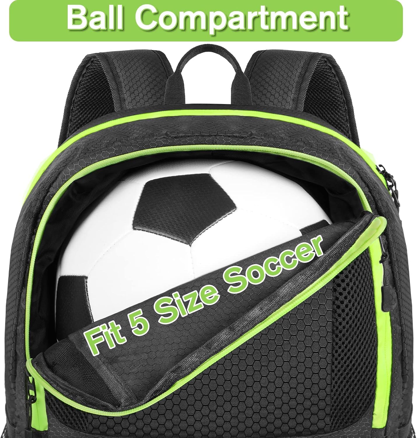 Soccer Backpack, Soccer Bag with Ball Holder and Shoe Compartment | Water Resistant Sport Equipment Bags Fit