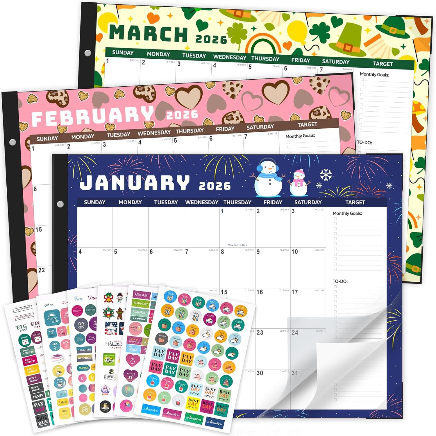 Desk Calendar 2026-2027, Large 22"x17", 18 Months from January 2026 to June 2027, Desktop Calendar with Plastic Cover