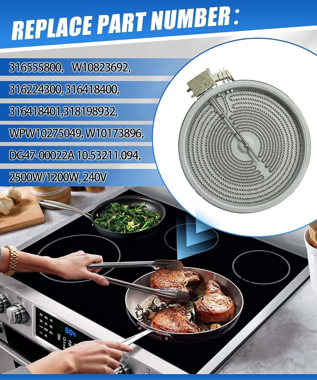 316555800 W10823692 9"/6"Dual Range Radiant Surface Element 2500W/1200W