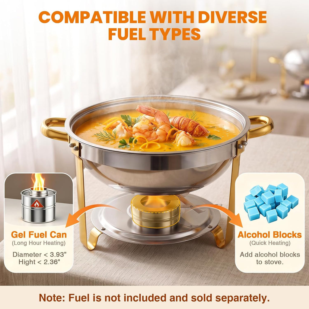 7QT Stainless Steel Chafing Dishes for Buffet with Serving Tongs