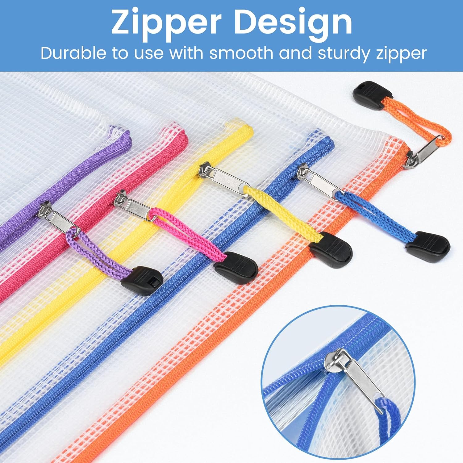 24 Pack Mesh Zipper Pouch Bags with Label Pocket, A6 (9.1×4.7 in) Small Pencil Case Pouch for Organizing, Clear
