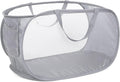 Durable Collapsible Laundry Baskets, Mesh Pop Up Laundry Hamper with Side Pocket, Foldable Clothes Storage Hamper