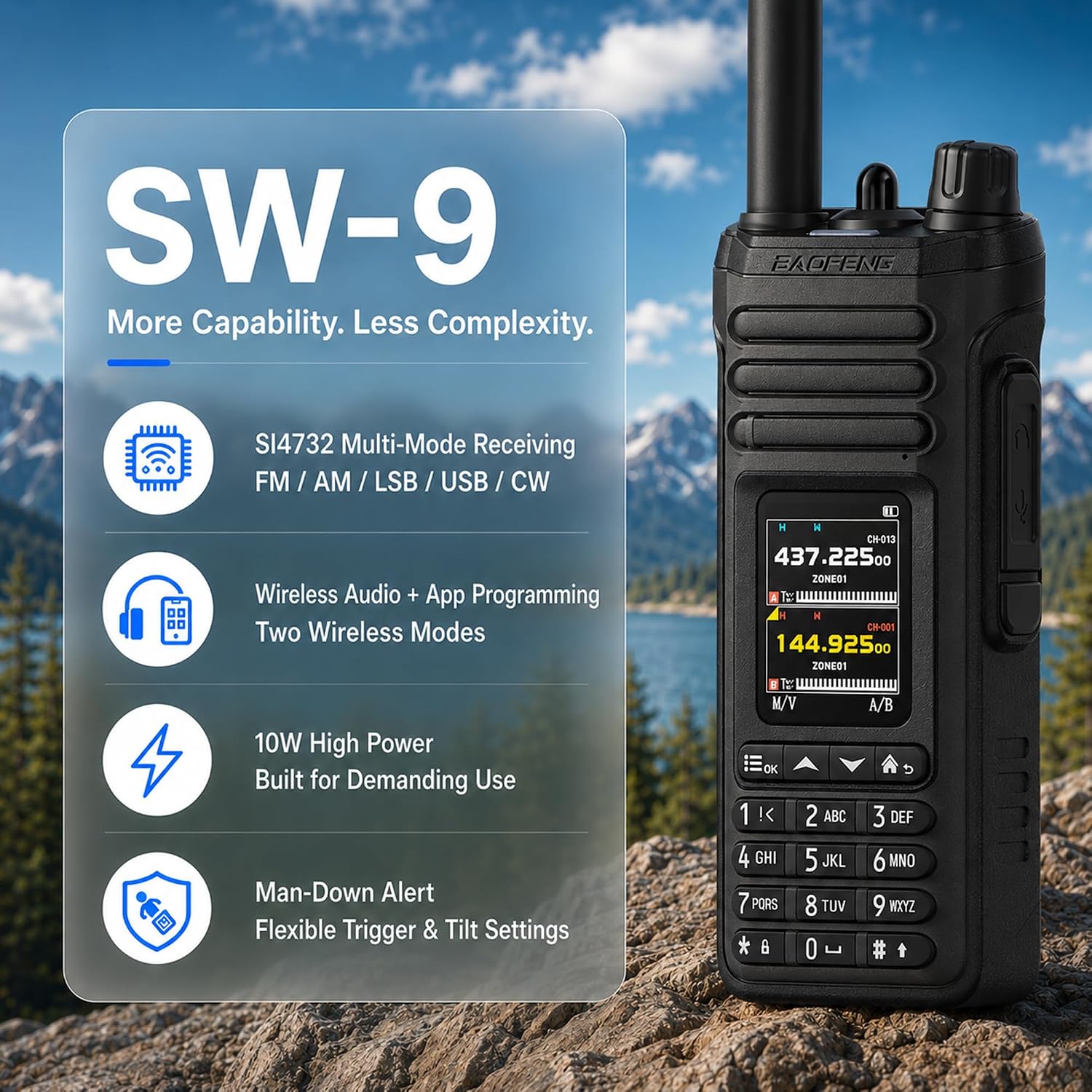 UV-36 Pro/SW-9 VHF UHF Handheld Ham Radio with App Programming | Analog dual-band radio with 2.0 in TFT display, full