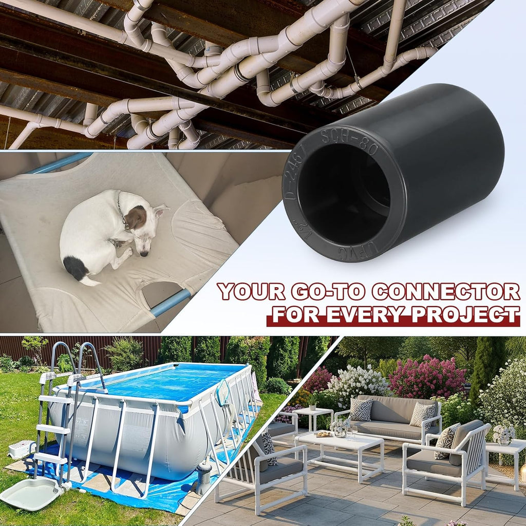DTGN 4" PVC Coupling Fitting SCH80 Furniture Grade Slip Connectors