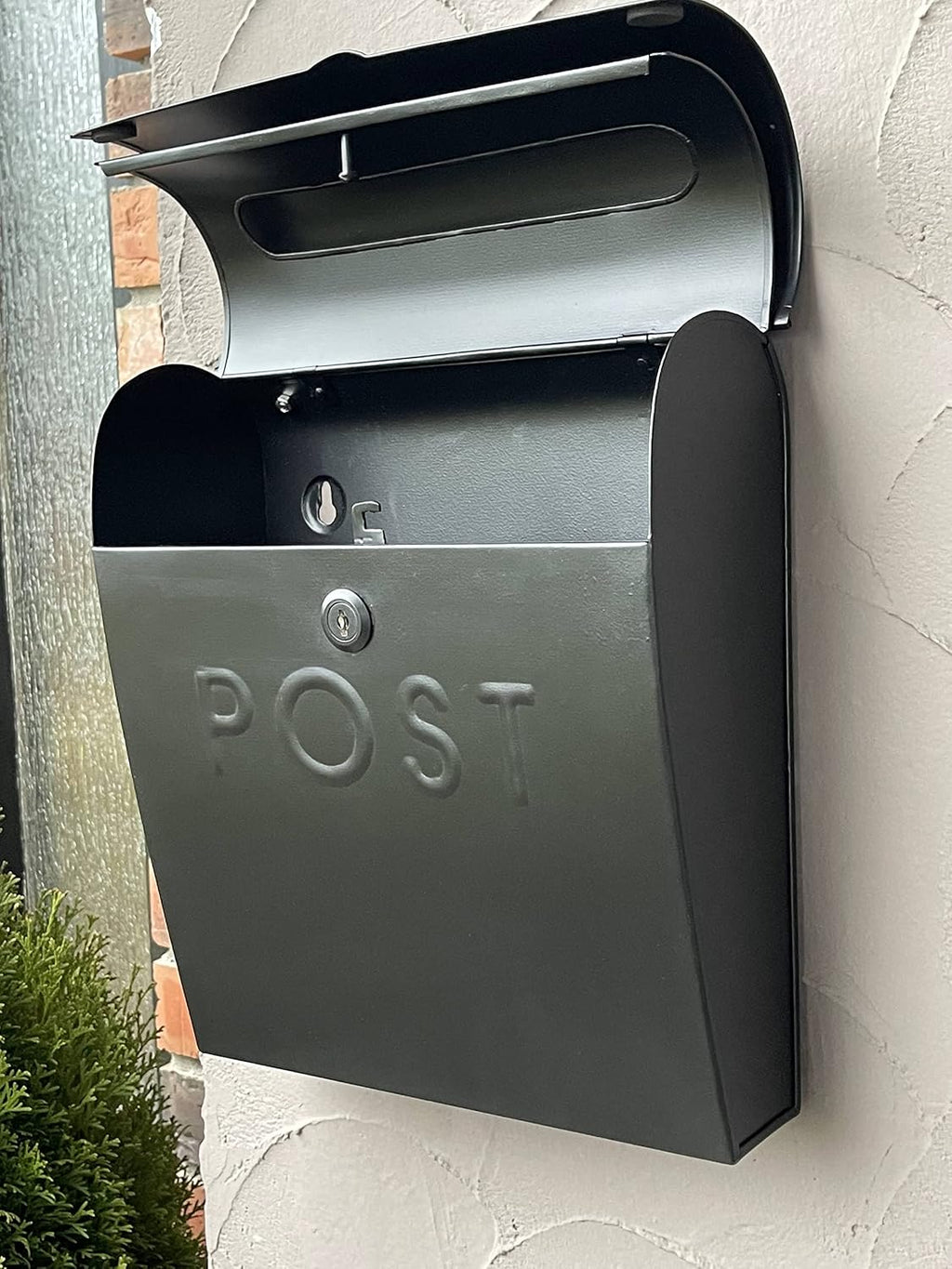 Locking Black Wall Mount Mailbox, Durable Euro Black Mailboxes for Outside, Features Pre Drilled Holes for Easy
