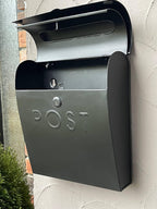 Locking Black Wall Mount Mailbox, Durable Euro Black Mailboxes for Outside, Features Pre Drilled Holes for Easy