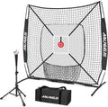 6'x6' Baseball Softball Pitching Net Practice Net,Batting Tee | Baseball Pitching Net with Batting Tee Strike Zone