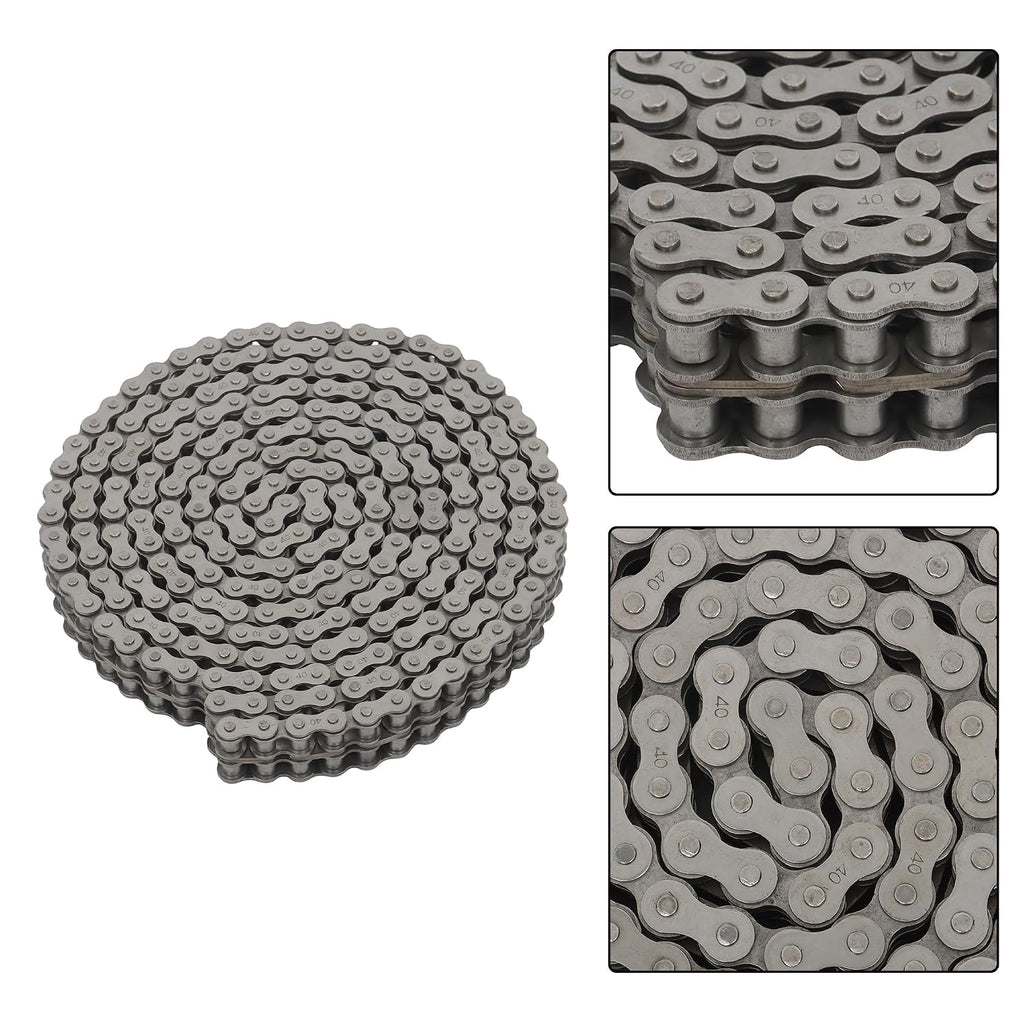 findmall 40-2 Duplex Roller Chain, 10 Feet Carbon Steel, Double Strand