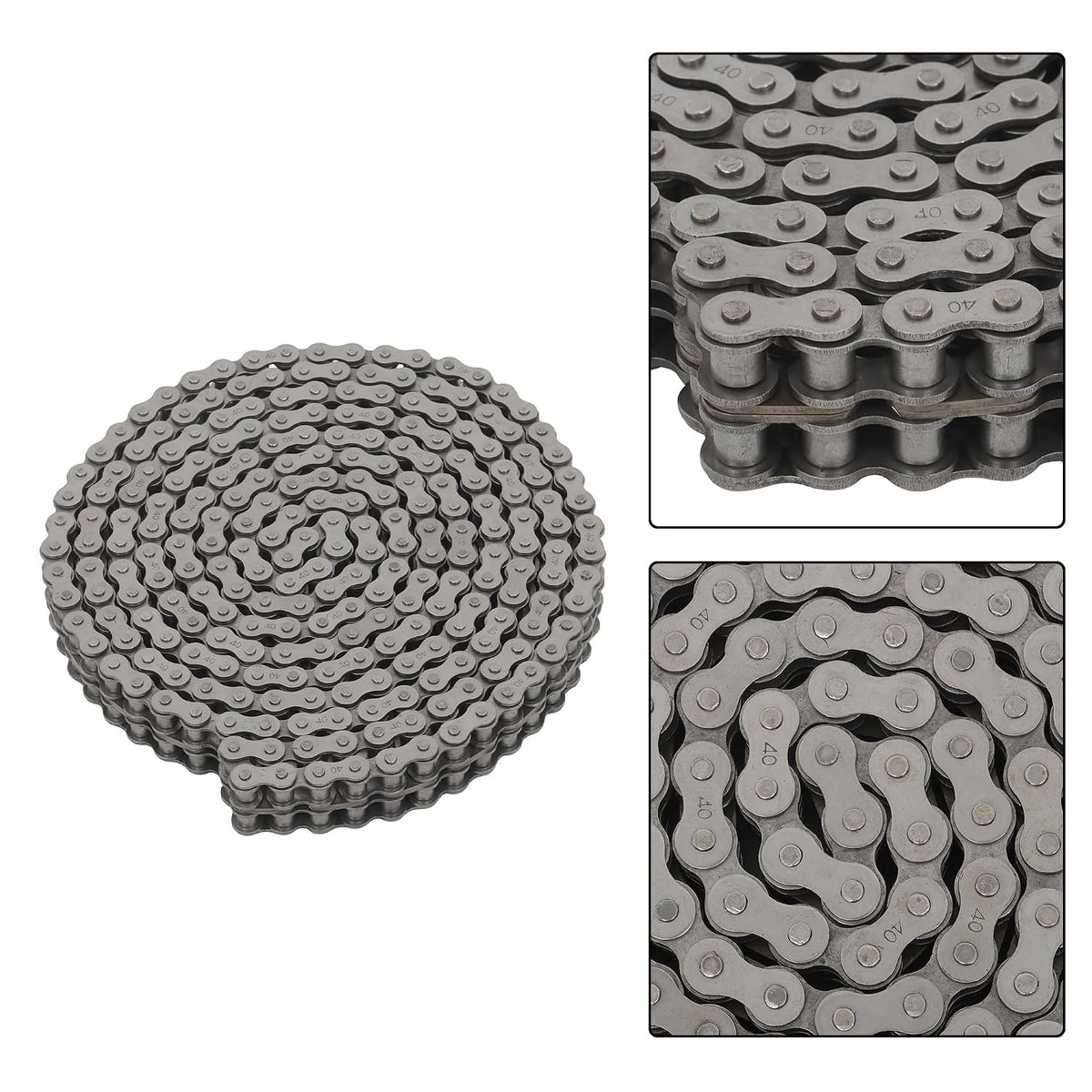 findmall 40-2 Duplex Roller Chain, 10 Feet Carbon Steel, Double Strand