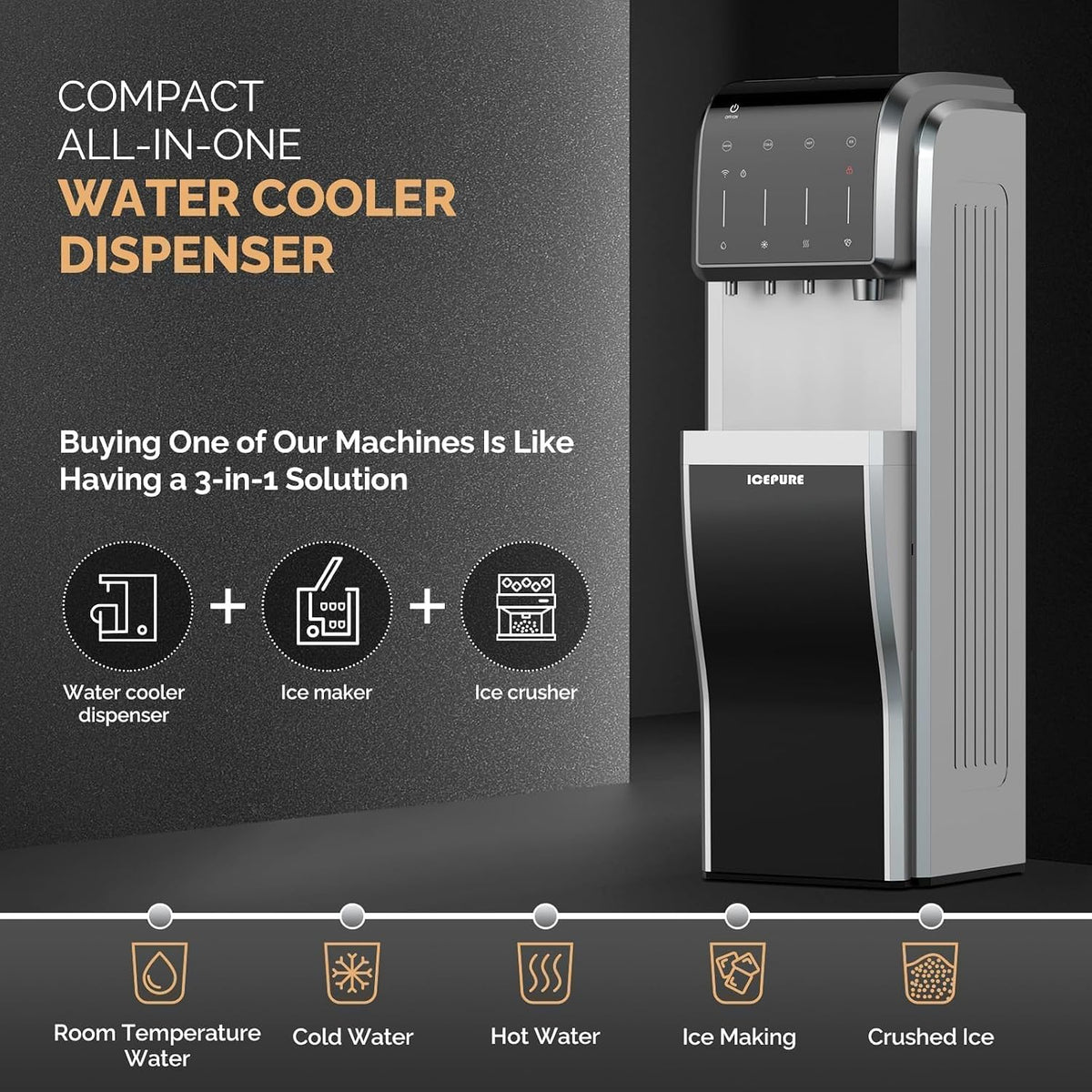 5 in 1 Water Dispenser with Ice Maker for 5 Gallon Bottle