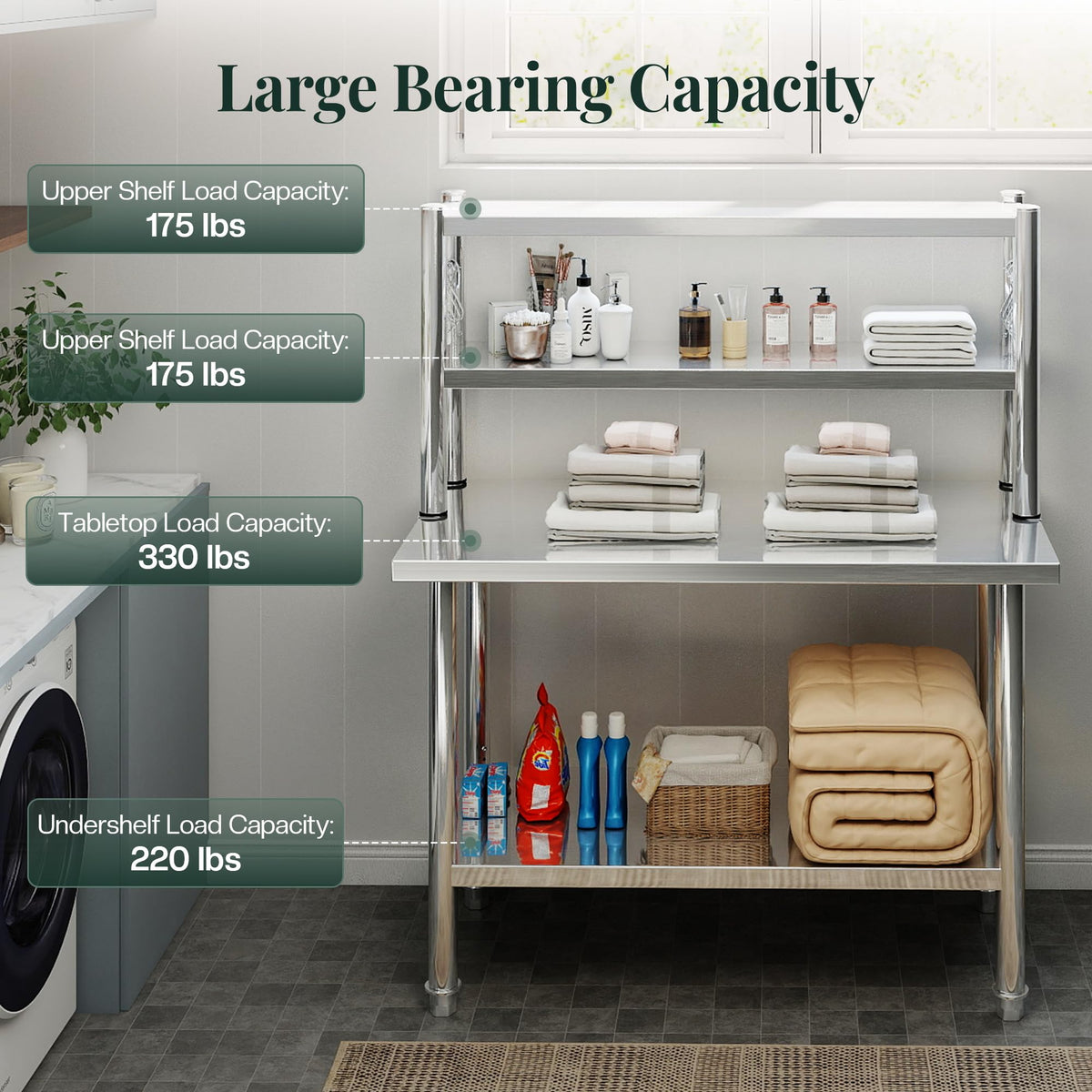 48x24 Inch Stainless Steel Work Table with Overshelves
