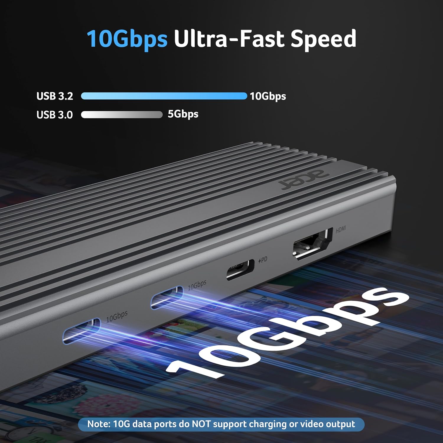 11 in 1 USB C HUB Multiport Adapter with 4K@60Hz HDMI, 2x10Gbps USB C, 2x5Gbps USB A, 100W PD Port, 1000Mbps