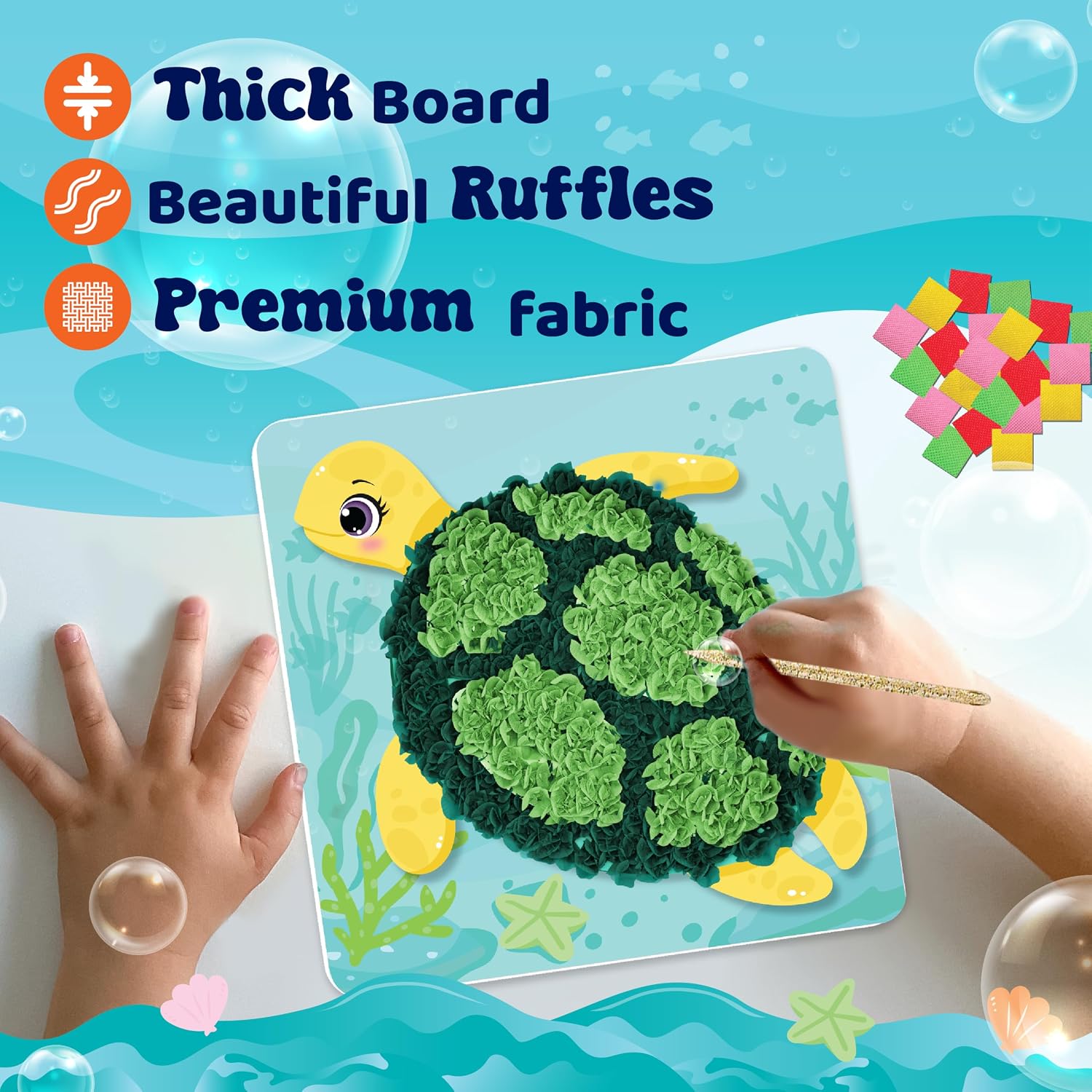 Poke Art Ocean Craft Kit for Kids, Boys & Girls Toys, Ages 4-8 | 1200 fabric pieces, travel arts activities &