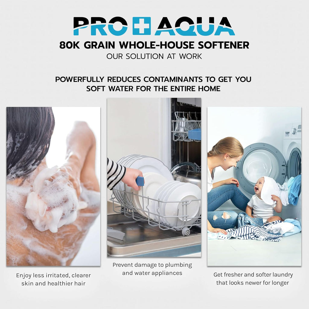 Heavy Duty Whole House Water Softener System – 80,000 Grain Capacity, Premium Long-Lasting Resin, 1" Ports