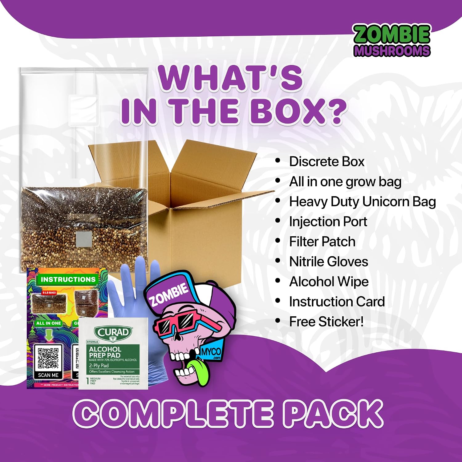 All‑in‑One Mushroom Grow Bag Kit – Sterilized Grain & CVG Substrate with Self‑Healing Injection Port –