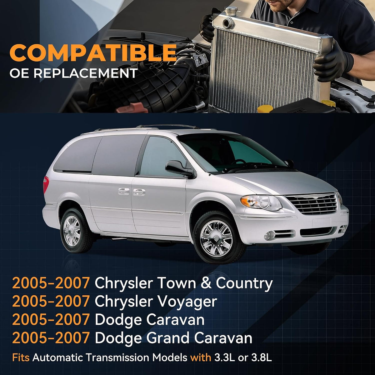 Auto Dynasty 2795 Radiator for 2005-2007 Chrysler Voyager Dodge Caravan