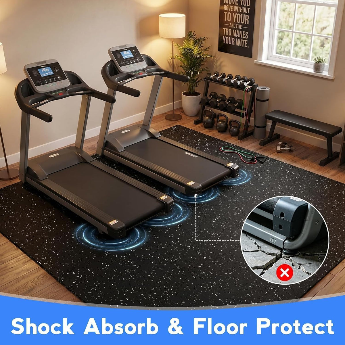 0.56" Thick Rubber Top 12 Tiles Gym Flooring for Home Gym Interlocking Foam