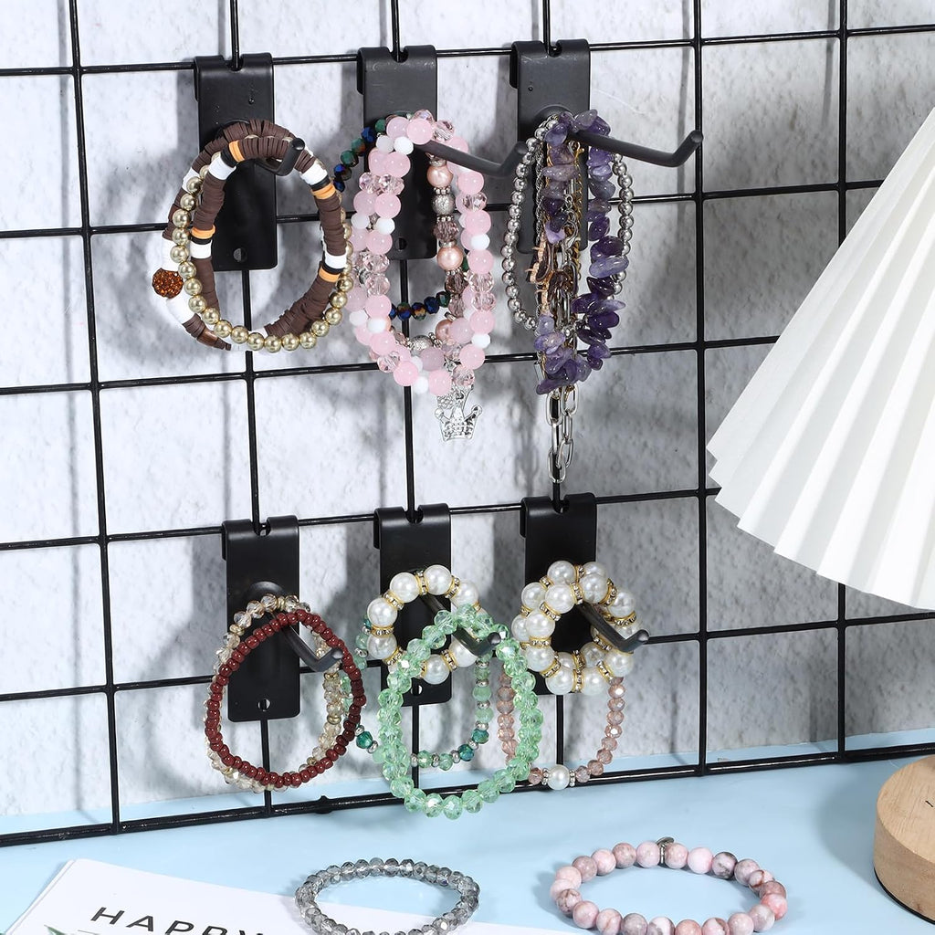 4/6/8 Inch Gridwall Hooks, 60 Pack Heavy Duty Black Grid Wall Hook Display Hooks for Gridwall Panels, 20 Lbs Load