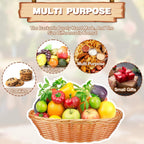 16 Pcs Oval Small Plastic Wicker Bread Basket 2.36 x 9 x 6.7 Inch Woven Food Fruit Storage Basket Bulk for Serving