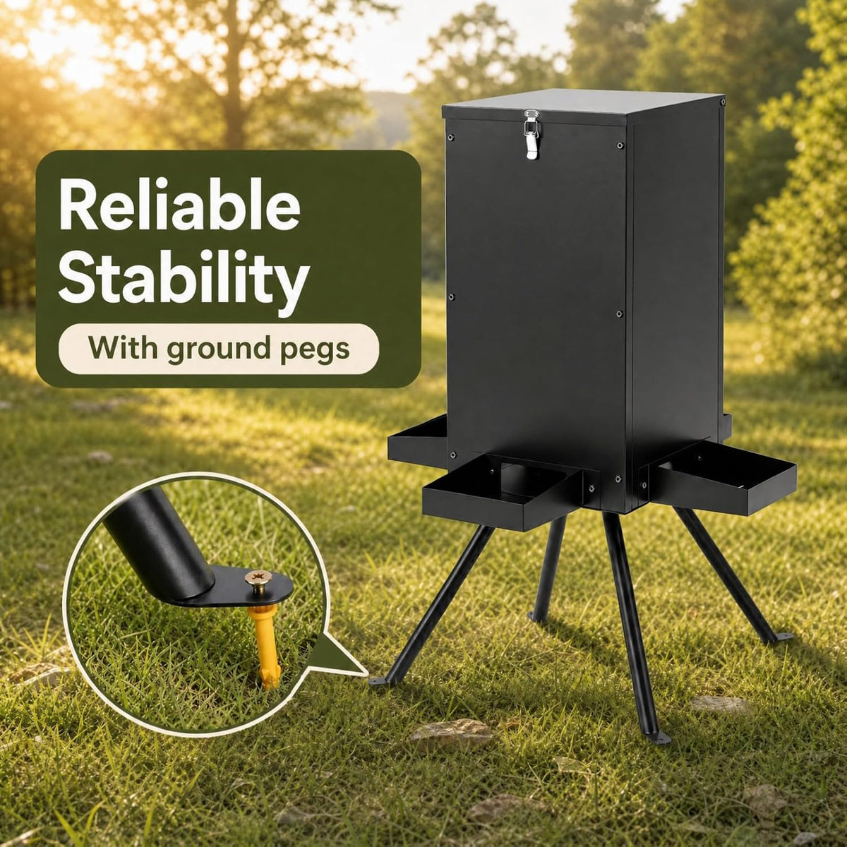 90LBS Deer Feeder, Gravity Deer Feeders with 4 Trays, Heavy Duty