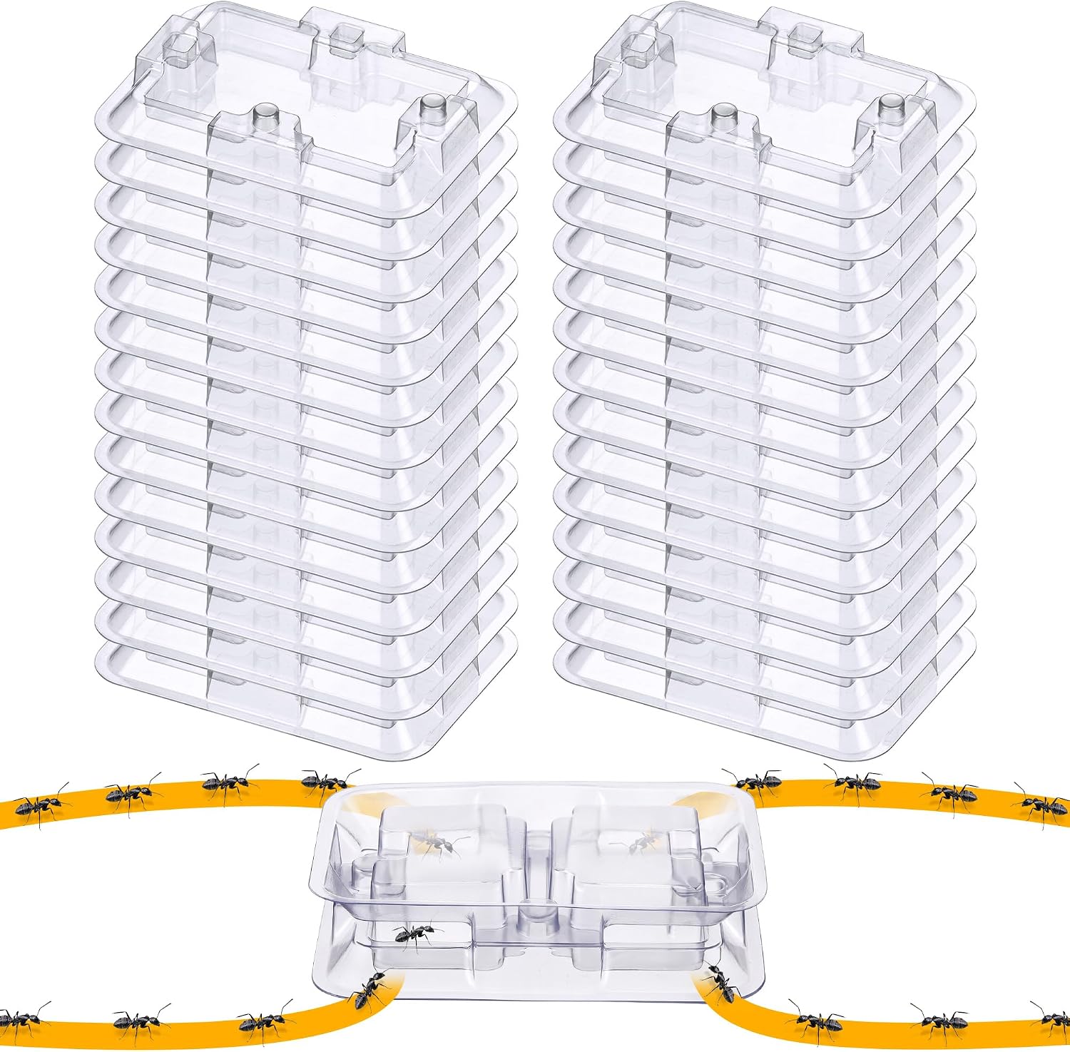 32 Pcs Ant Bait Stations Reusable (Bait NOT Included), Multi Surface Ant Killer Trap for Home, Control for Indoor and