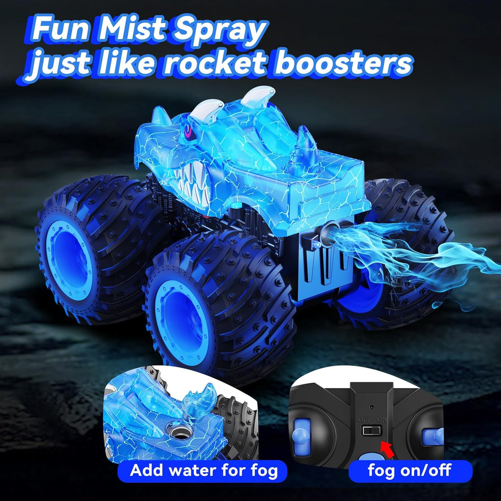 Remote Control Car, 2.4GHz Monster Trucks Toys with Light Spray, Birthday Gift for Kids 3 4 5 6 7 8, All Terrain RC