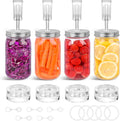 Fermentation Kit Set for Wide Mouth Mason Jar,Sauerkraut/Pickling Kit with 4 Glass Fermentation Weights,4 Fermenting