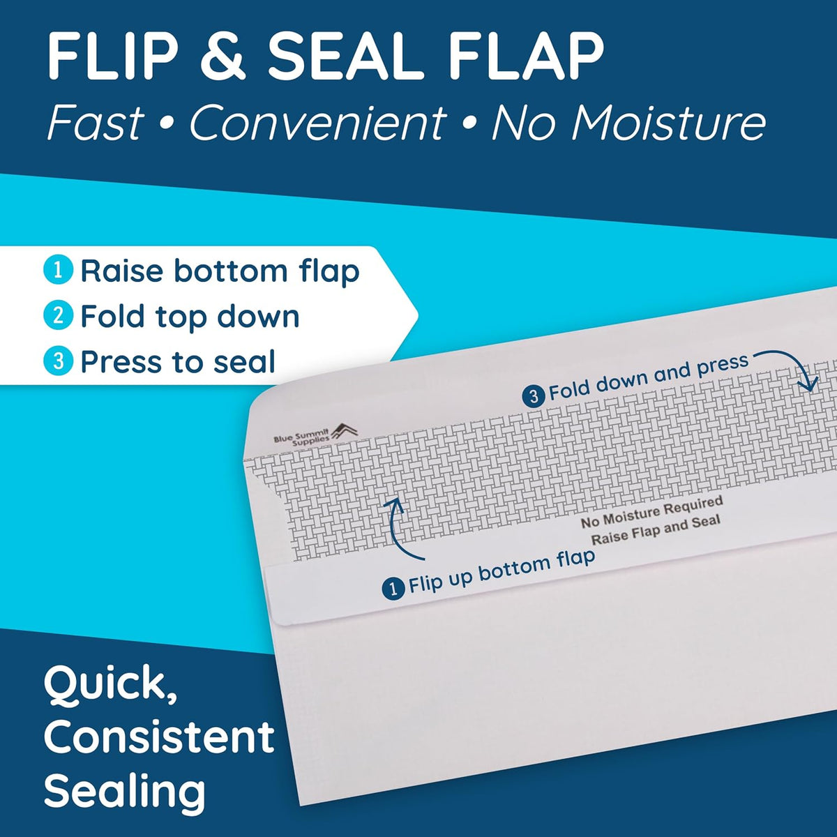500#10 Left Window Security Envelopes, Flip & Seal