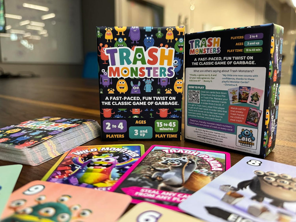 Trash Monsters - Card Game, Easy Number Sequencing Game with Fun Monsters | Ages 3 and up | Kids & Family Nights |