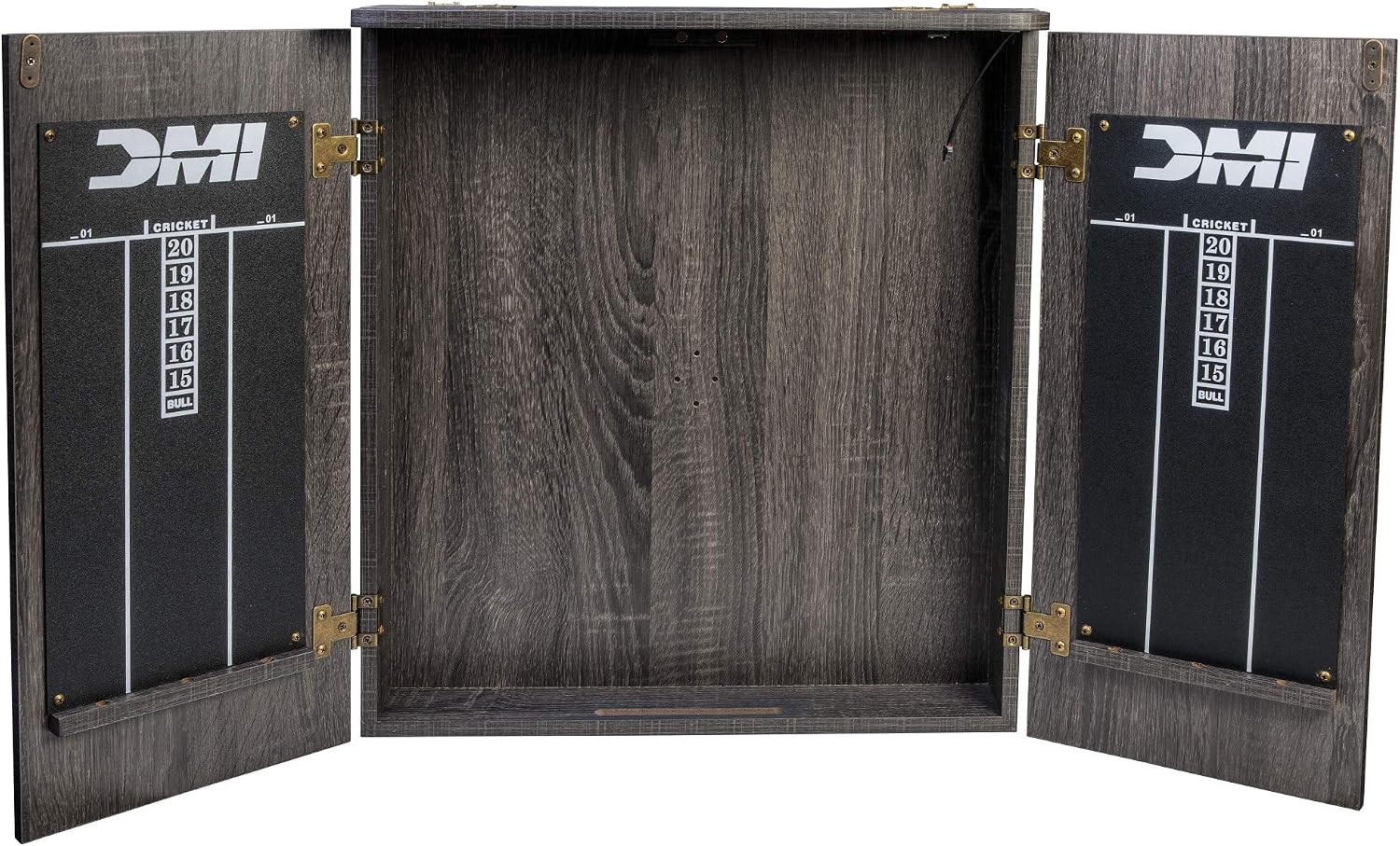 Paris Bristle Dartboard Cabinet Sets - Includes LED Lighting or Electronic Scoring Option, Rustic Grey (D4400W)