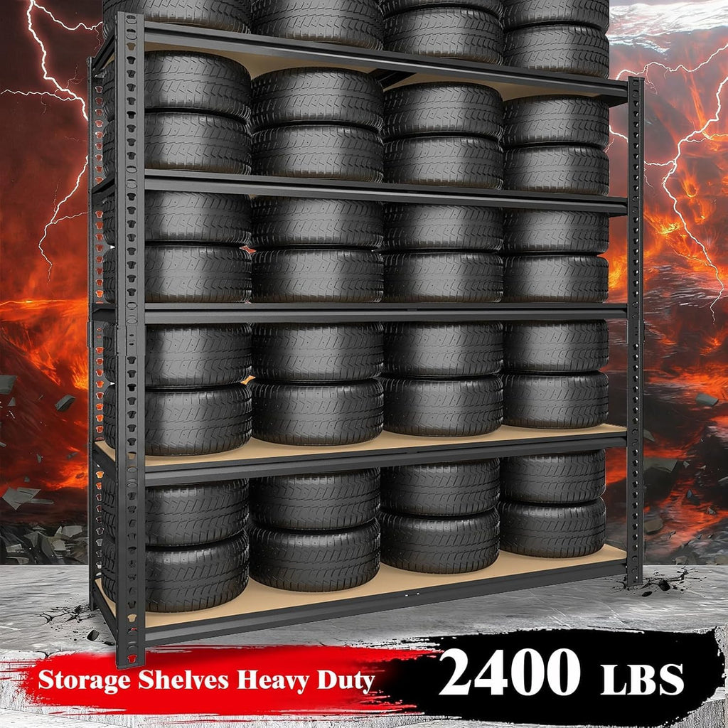 Heavy Duty Garage Shelving,5-Tier Garage Storage Shelves,2400LBS Storage Shelves Heavy Duty,Adjustable 5 Tier