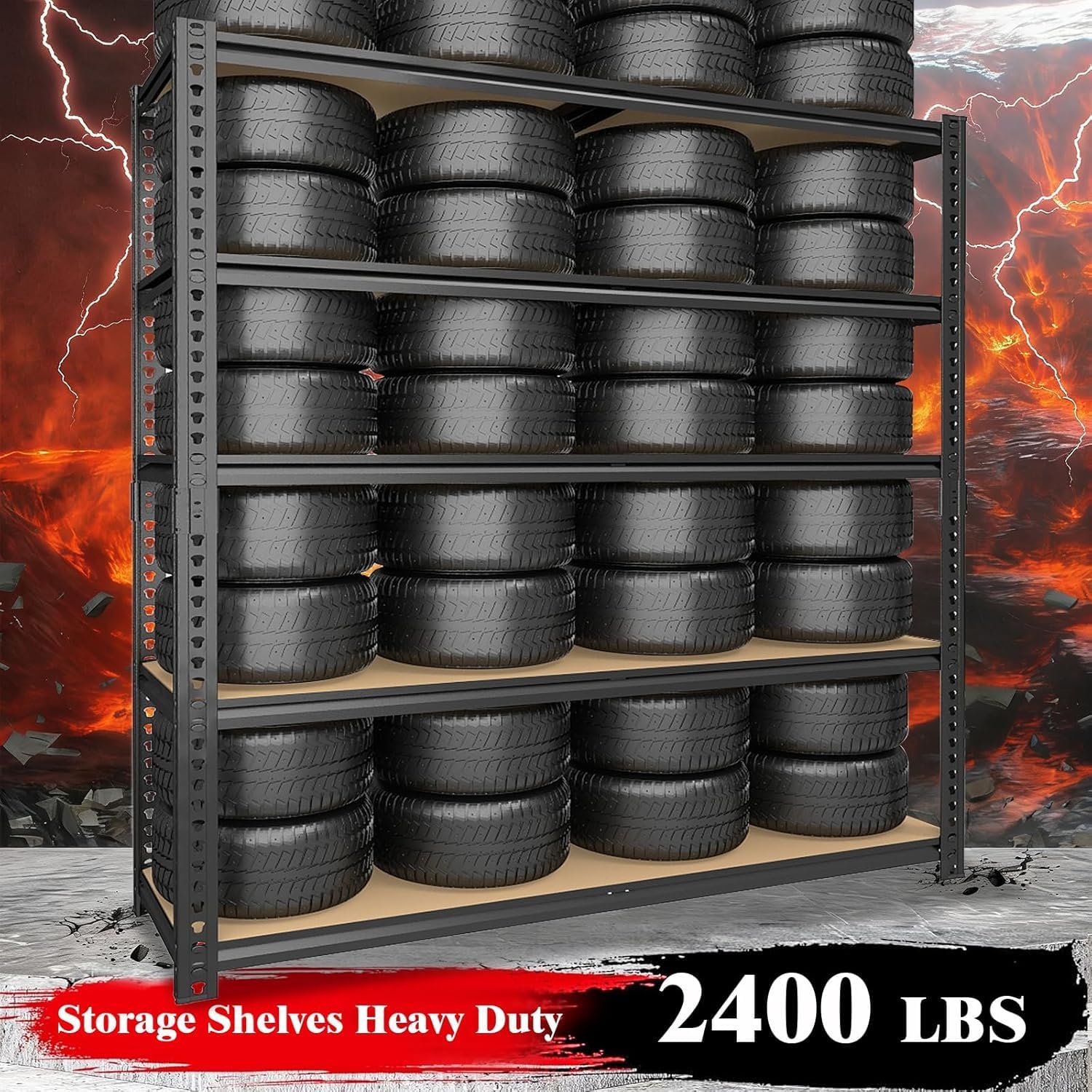 Heavy Duty Garage Shelving,5-Tier Garage Storage Shelves,2400LBS Storage Shelves Heavy Duty,Adjustable 5 Tier