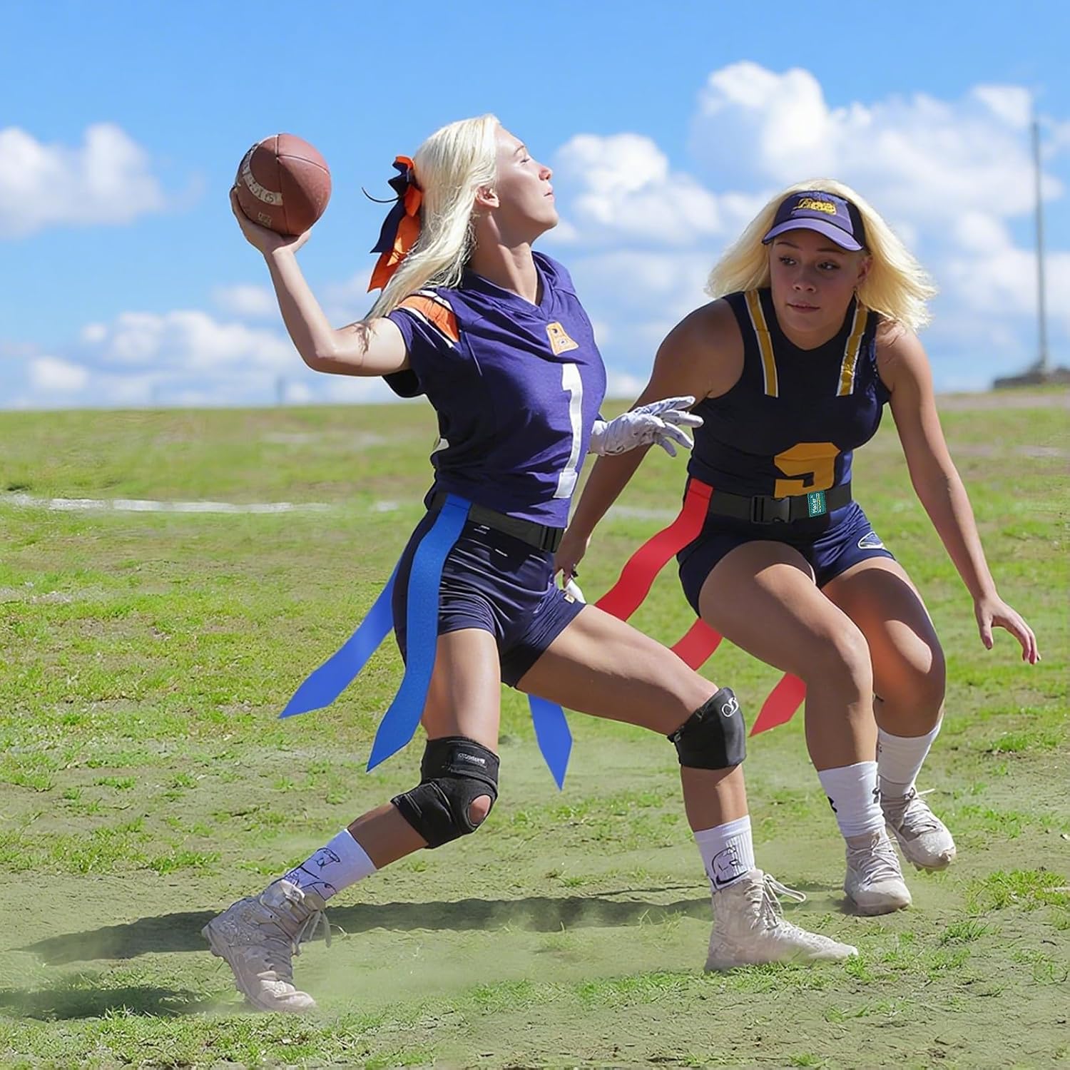 Flag Football Belts, 10 Player Flag Football Set with 30 Flags For Kids Youth And Adults Training Equipment